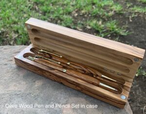 Olive Wood Pen and Pencil Set with case