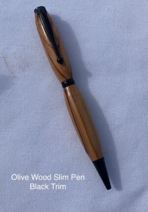 Olive Wood Slim Pen with Black Trim