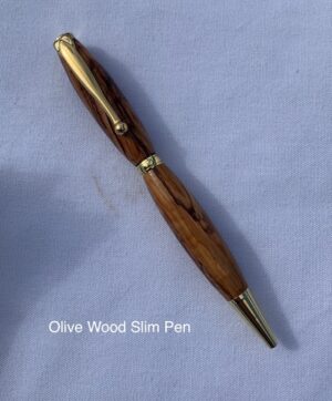 Olive Wood Slim Pen with Gold Trim